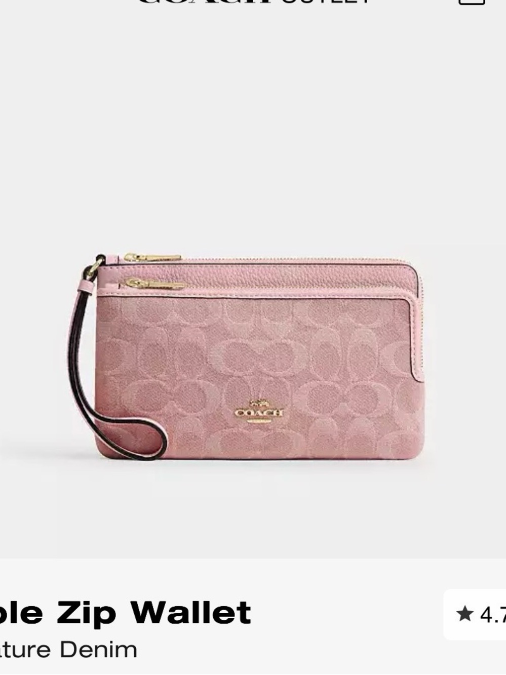 Coach Pink Signature Double Zip Wristlet